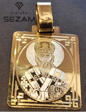 Privezak (Sv.Vasilije Ostroški) od žutog zlata