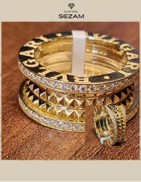 Prsten od žutog zlata sa cirkonima