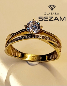Verenički prsten od žutog zlata sa cirkonima
