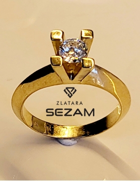 Verenički prsten od žutog zlata sa cirkonom
