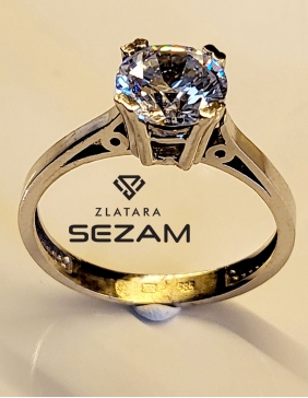 Verenički prsten od belog zlata sa cirkonom