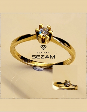 Verenički prsten od žutog zlata sa dijamantom