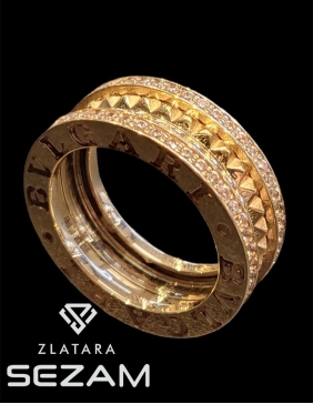 Prsten od žutog zlata sa cirkonima